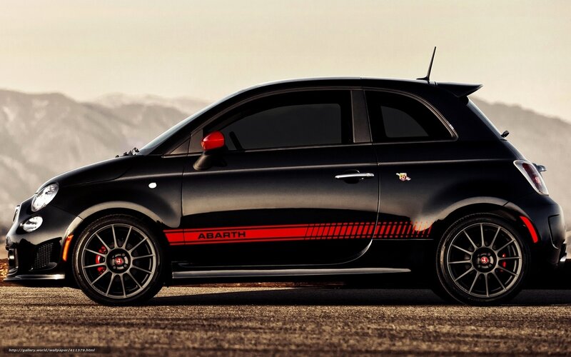 Black Abarth Car — Dramatic, Sunset