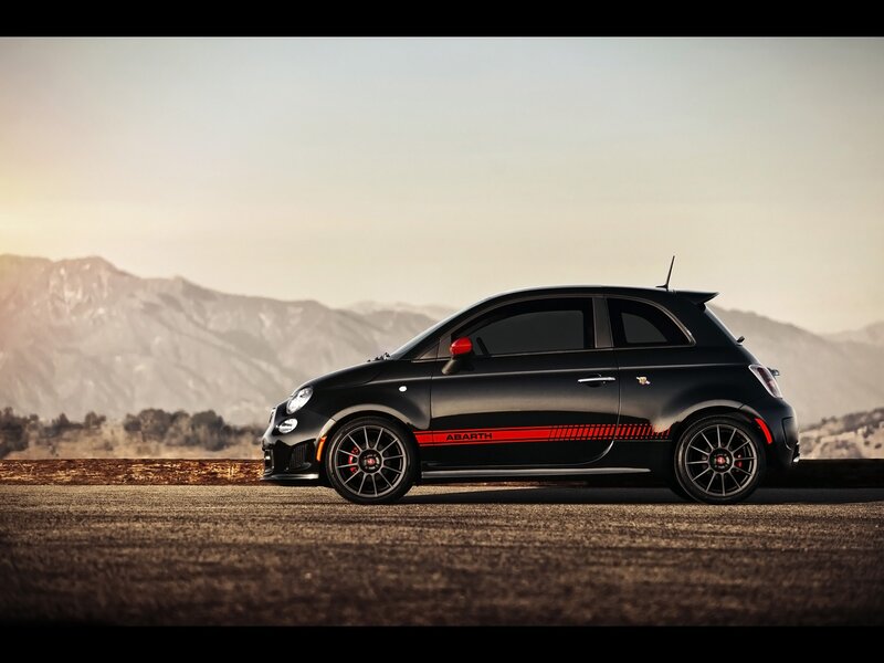Black Abarth car on road