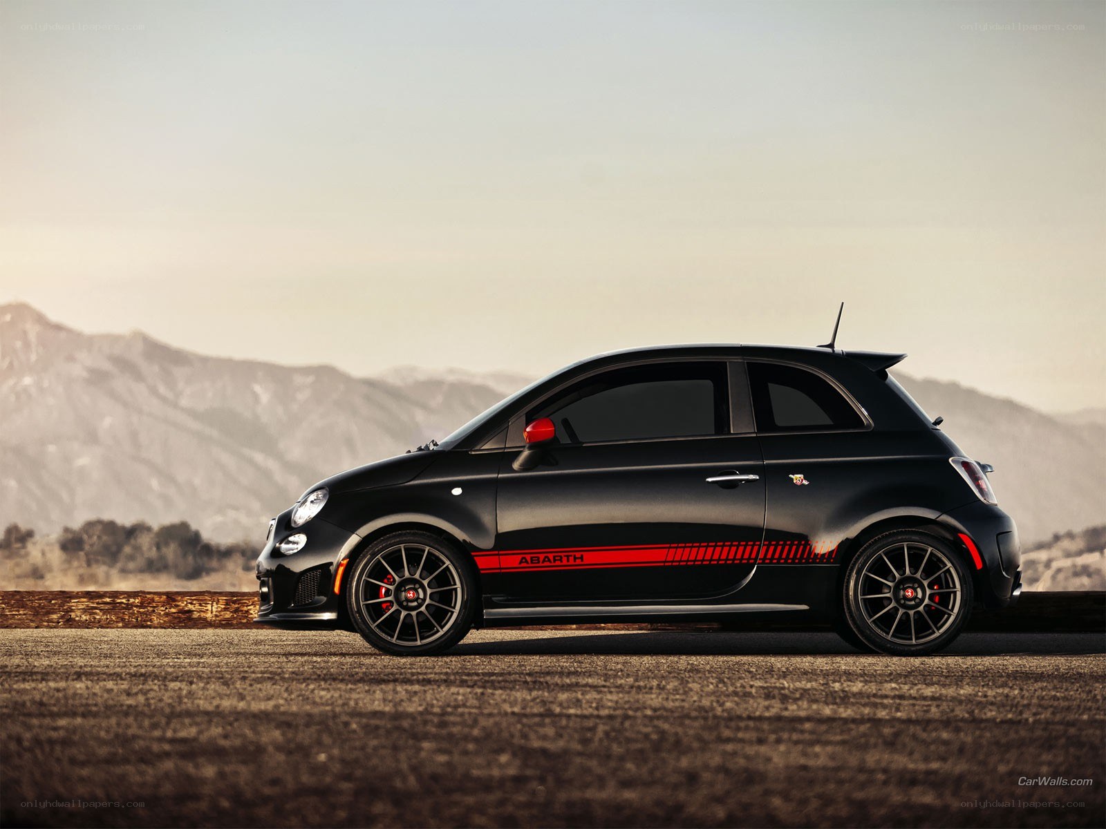 Black Abarth car on road