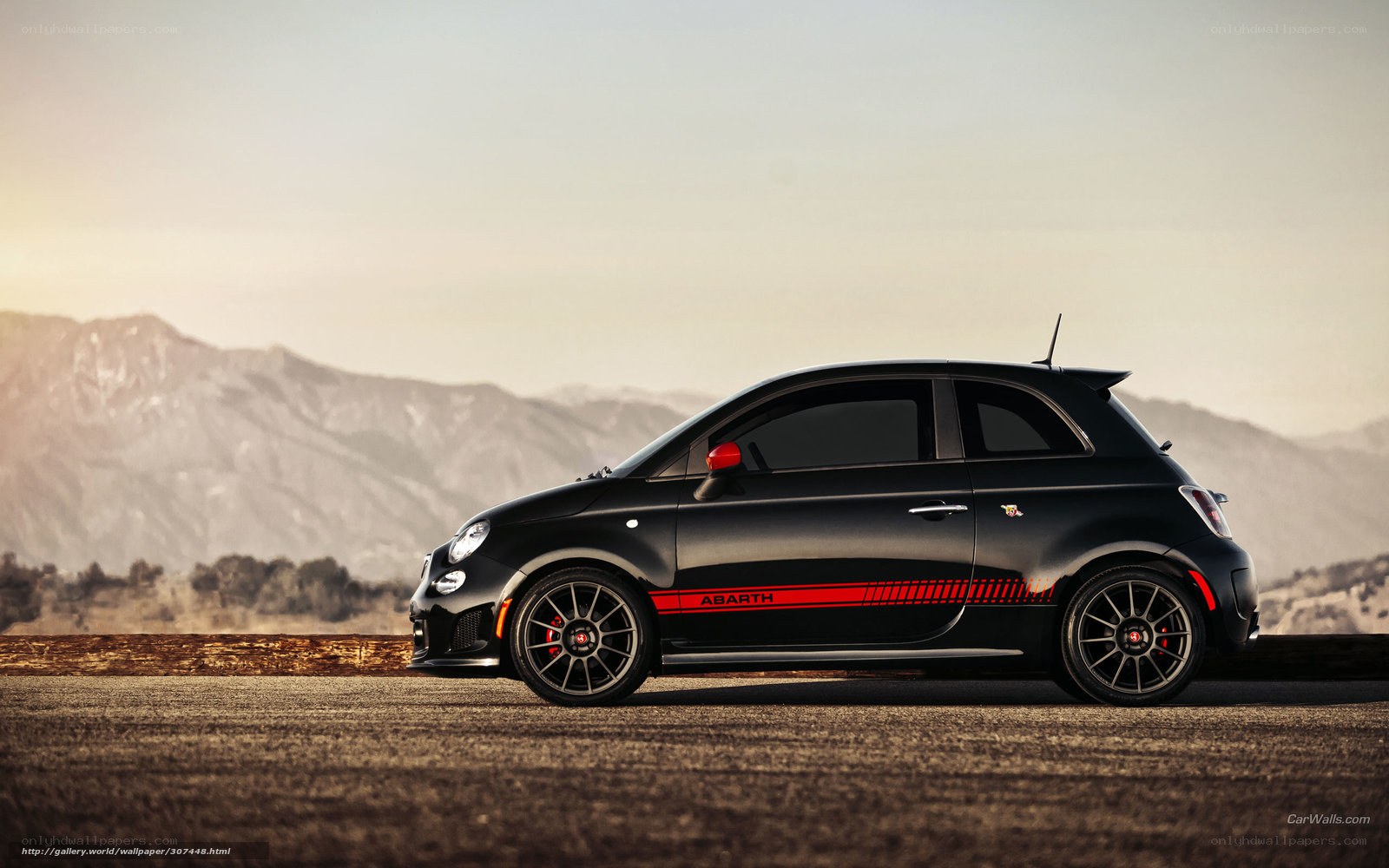 Black Abarth car on road