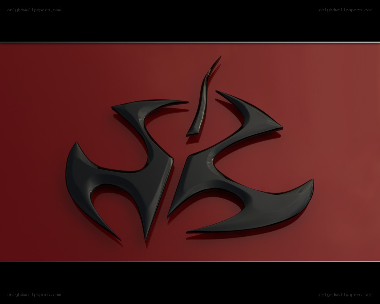 black abstract logo on red