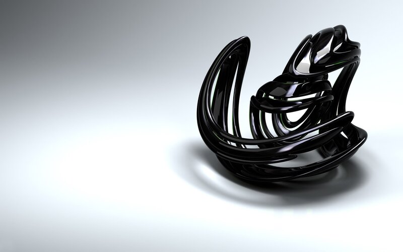 Black Abstract Sculpture — Minimalist, 3d Render, Shadow