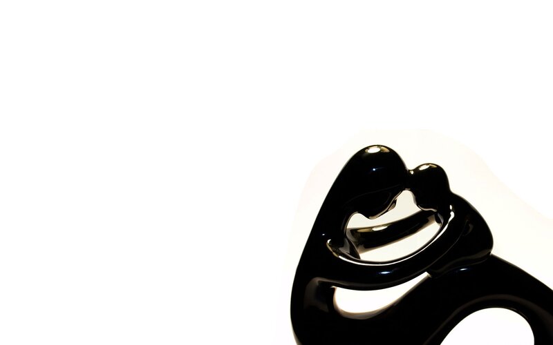 Black Abstract Sculpture — Minimalist, White Background