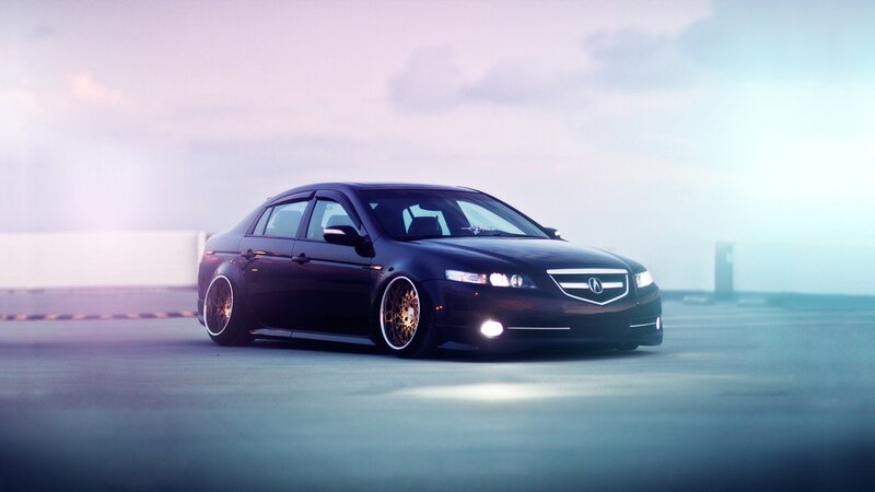 black acura tl on rooftop