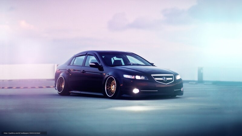 Black Acura Tl Sedan — Dramatic, Sunset