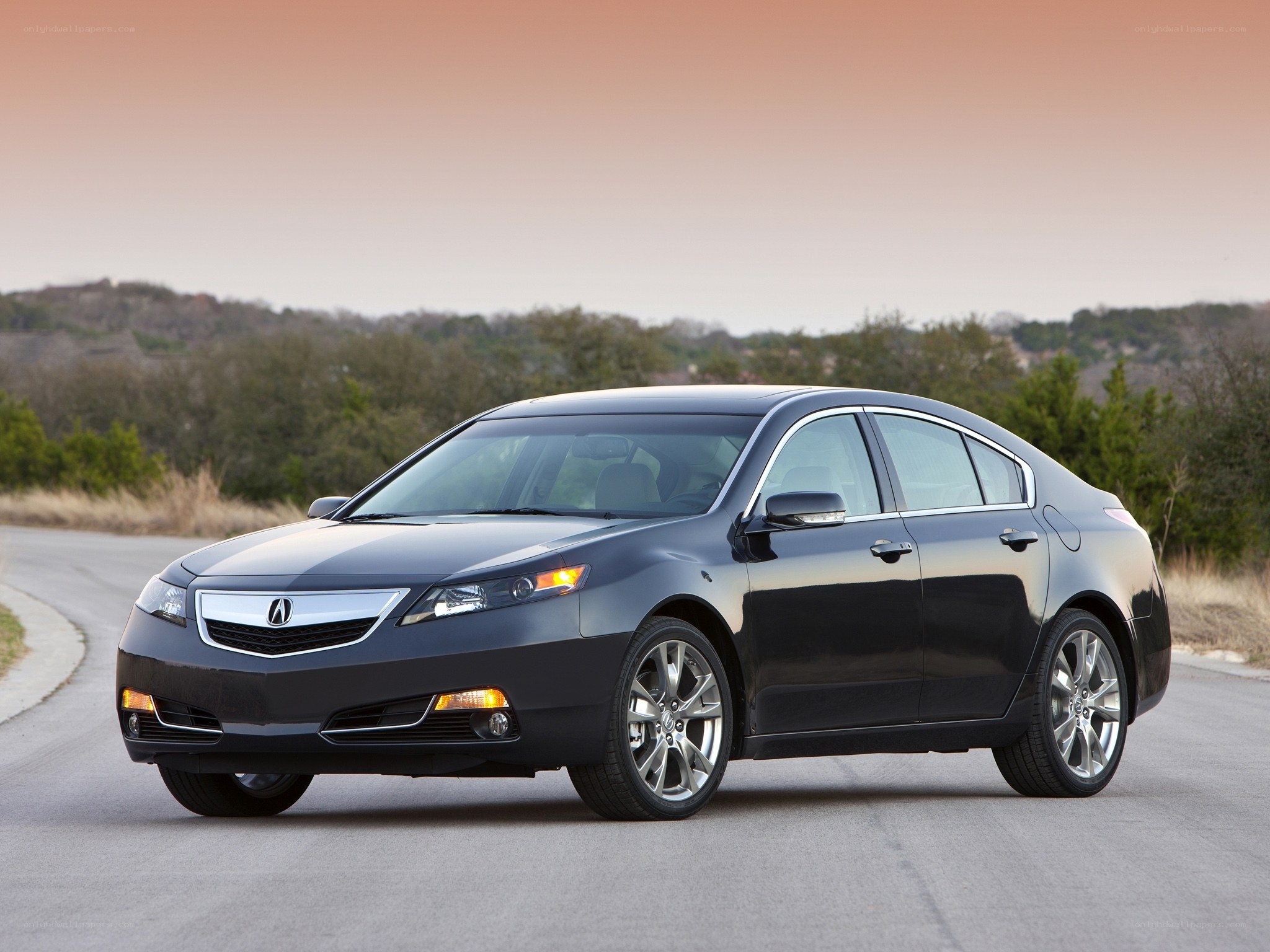 Black Acura TL sedan on road