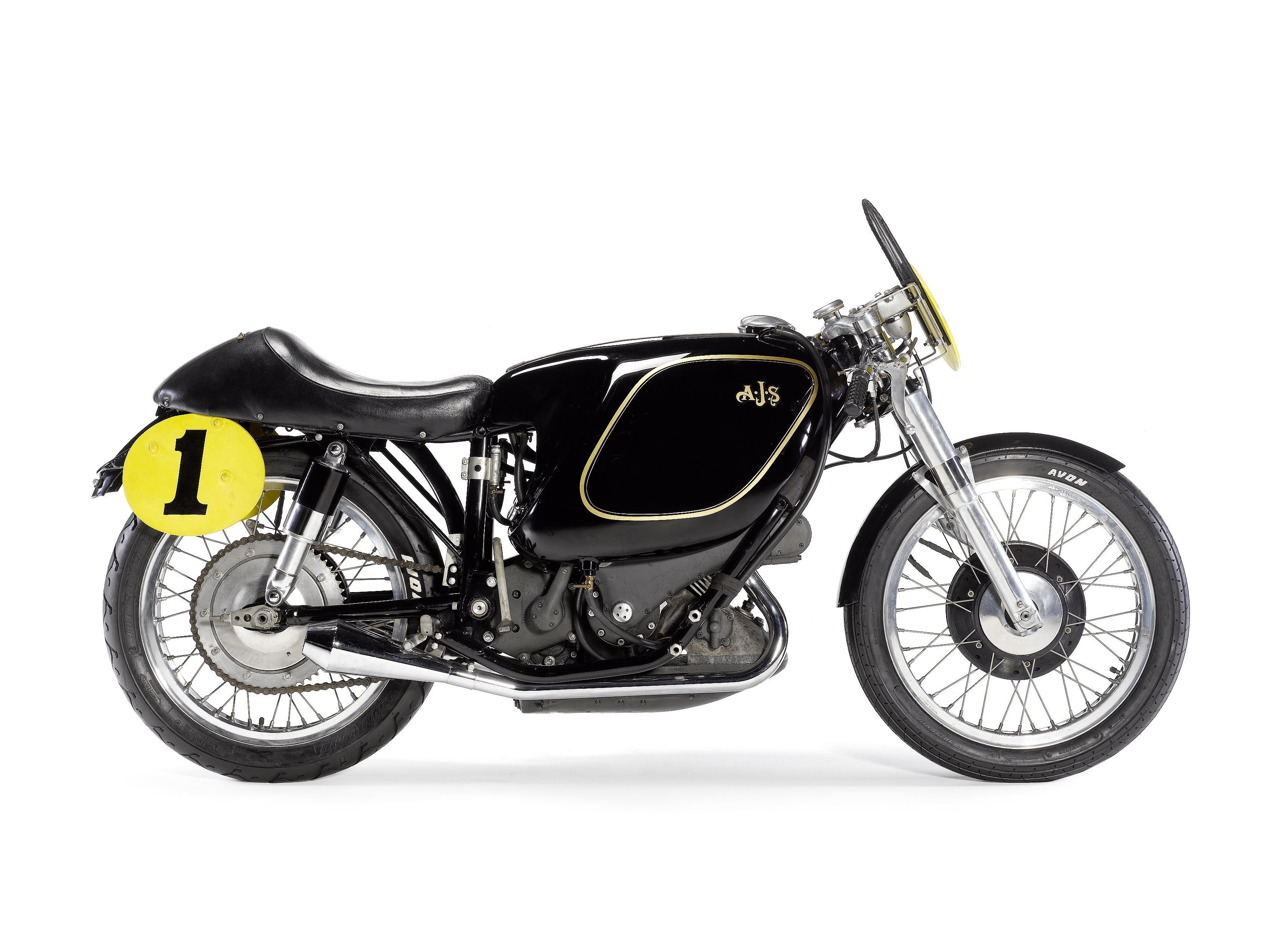 Black AJS racing motorcycle