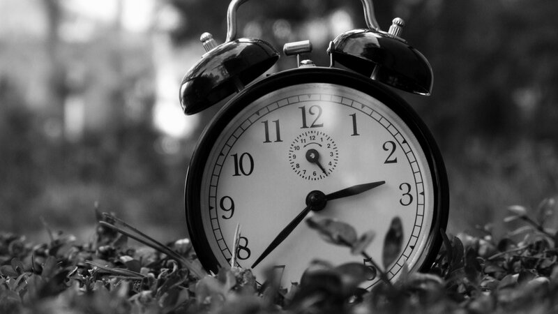 Black Alarm Clock in Grass — Calm
