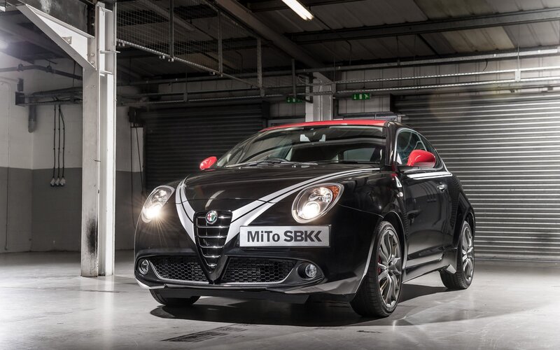 Black Alfa Romeo MiTo in garage