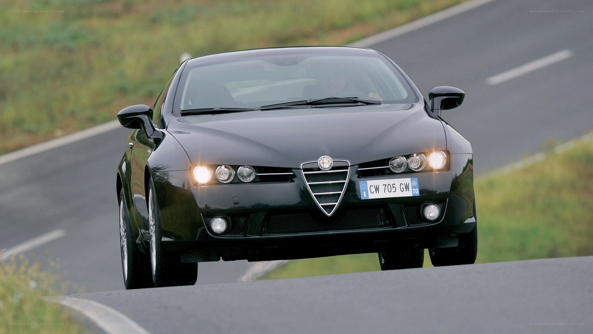black alfa Romeo on road