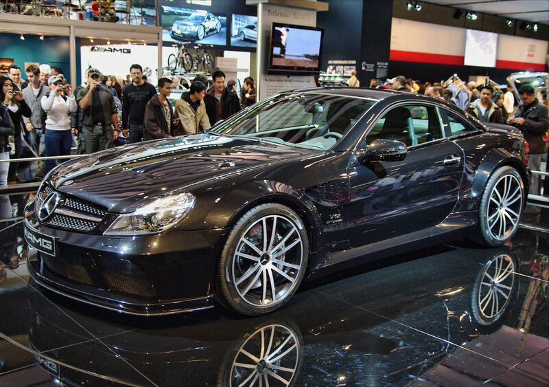 Black AMG sports car on display