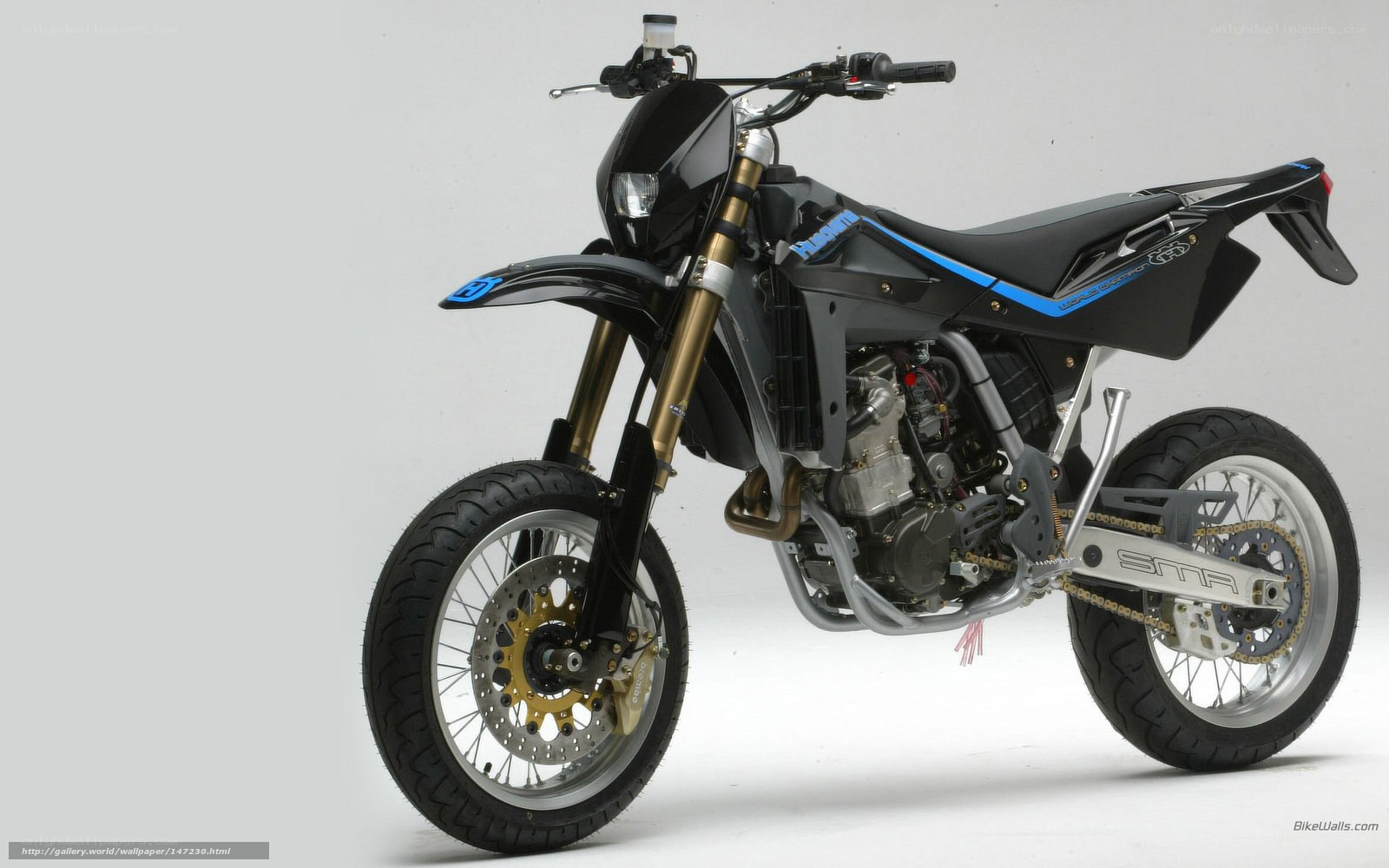 black and blue dirt bike