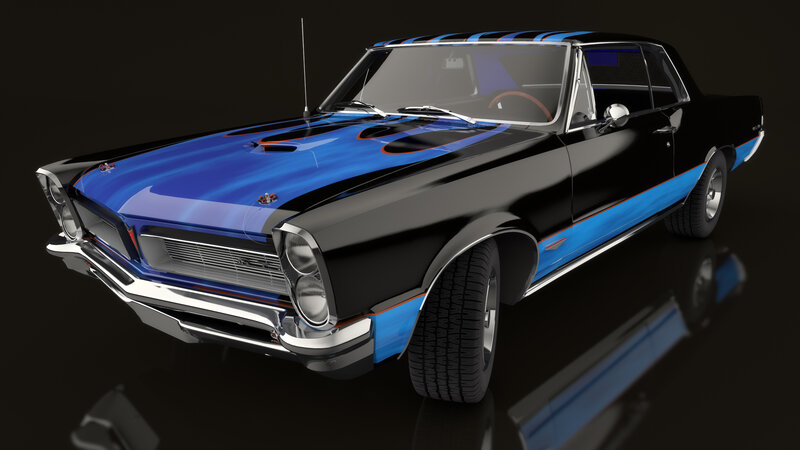 Black and Blue Muscle Car