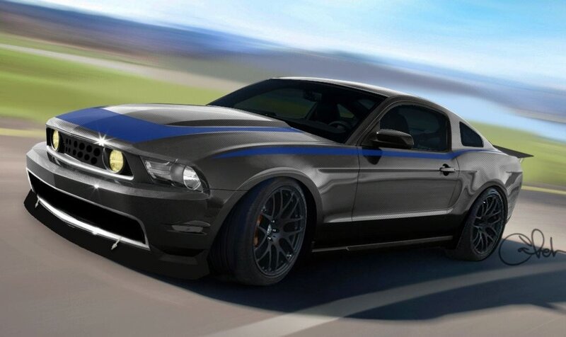 black and blue mustang car