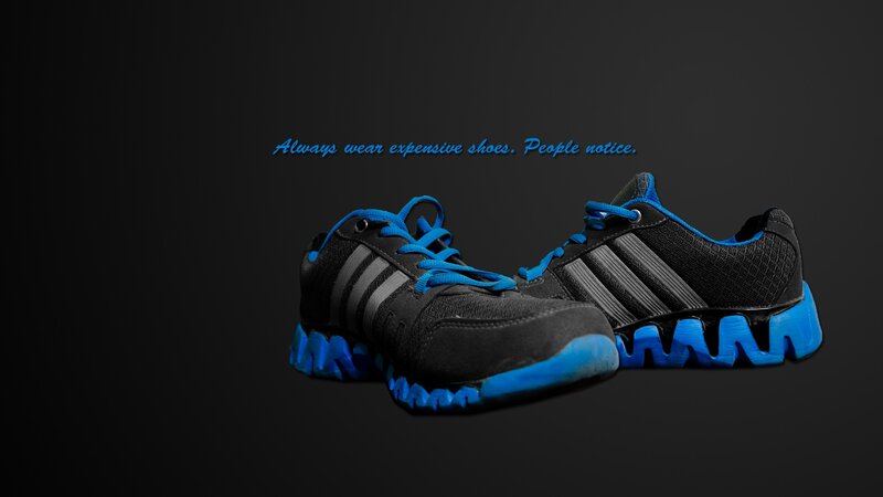 black and blue running shoes