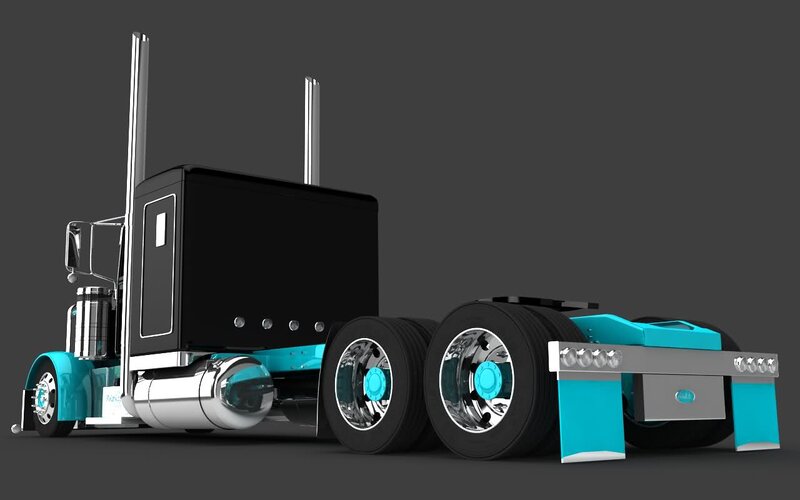Black and Blue Semi-truck — Neutral