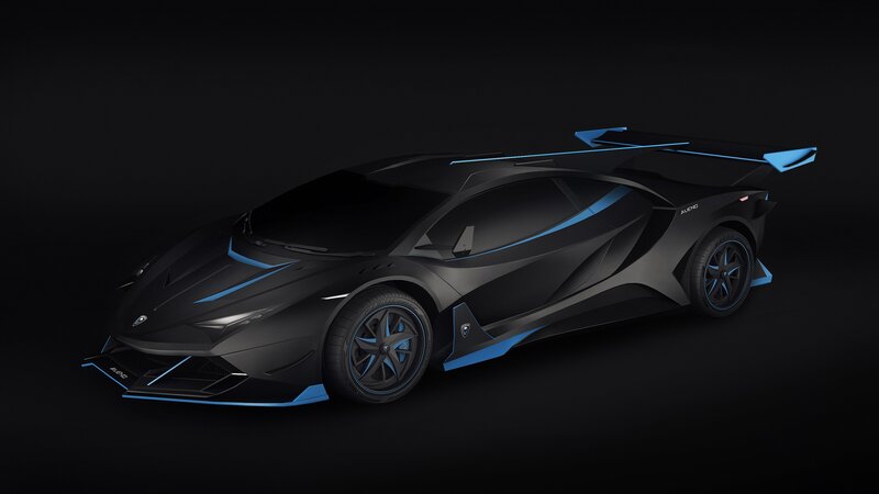 Black and Blue Sports Car — Dramatic