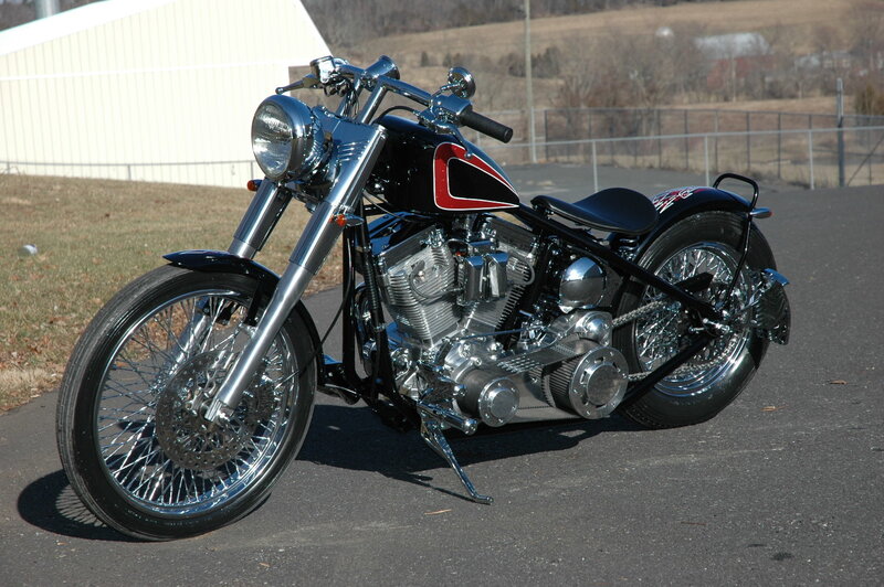 black and chrome chopper motorcycle