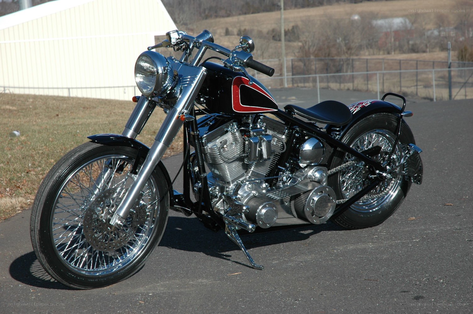 black and chrome chopper motorcycle