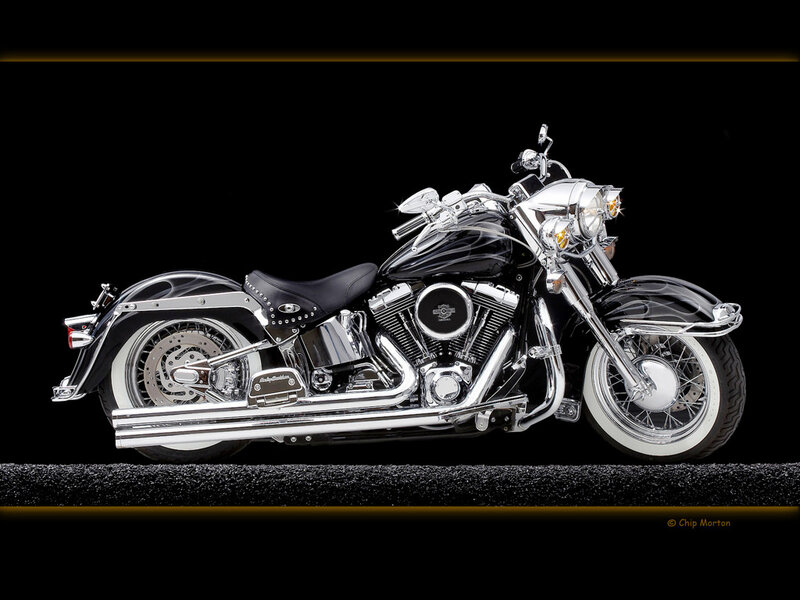 Black and Chrome Motorcycle — Dramatic, Photograph