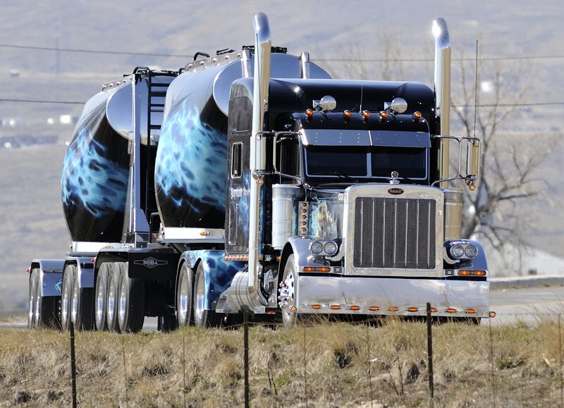 Black and Chrome Semi-truck