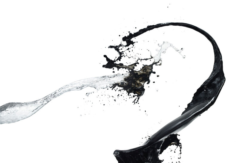 black and clear liquid splash
