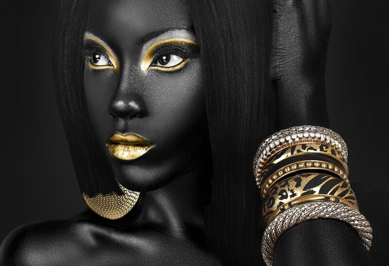 Black and gold artistic portrait