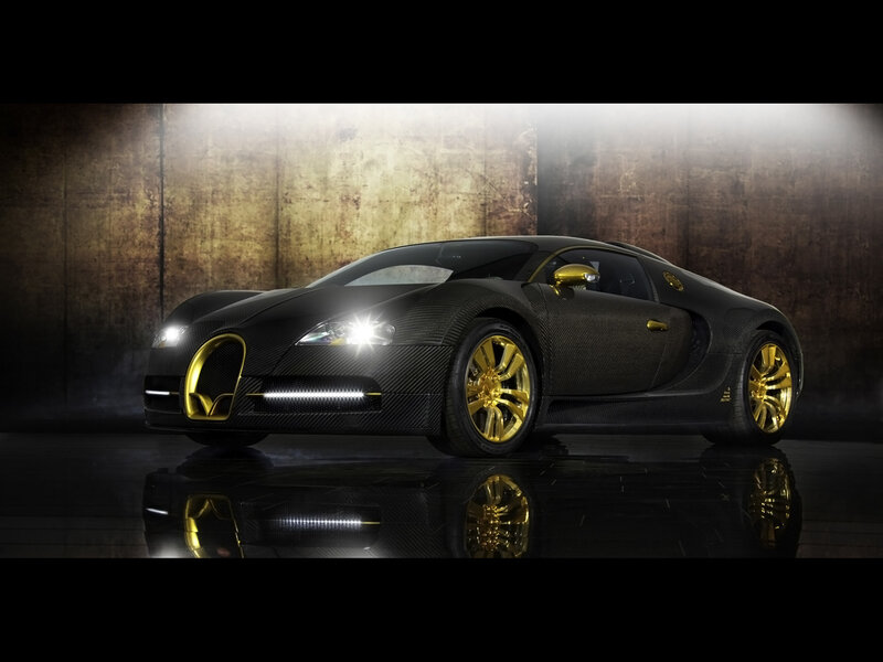 Black and gold Bugatti Veyron