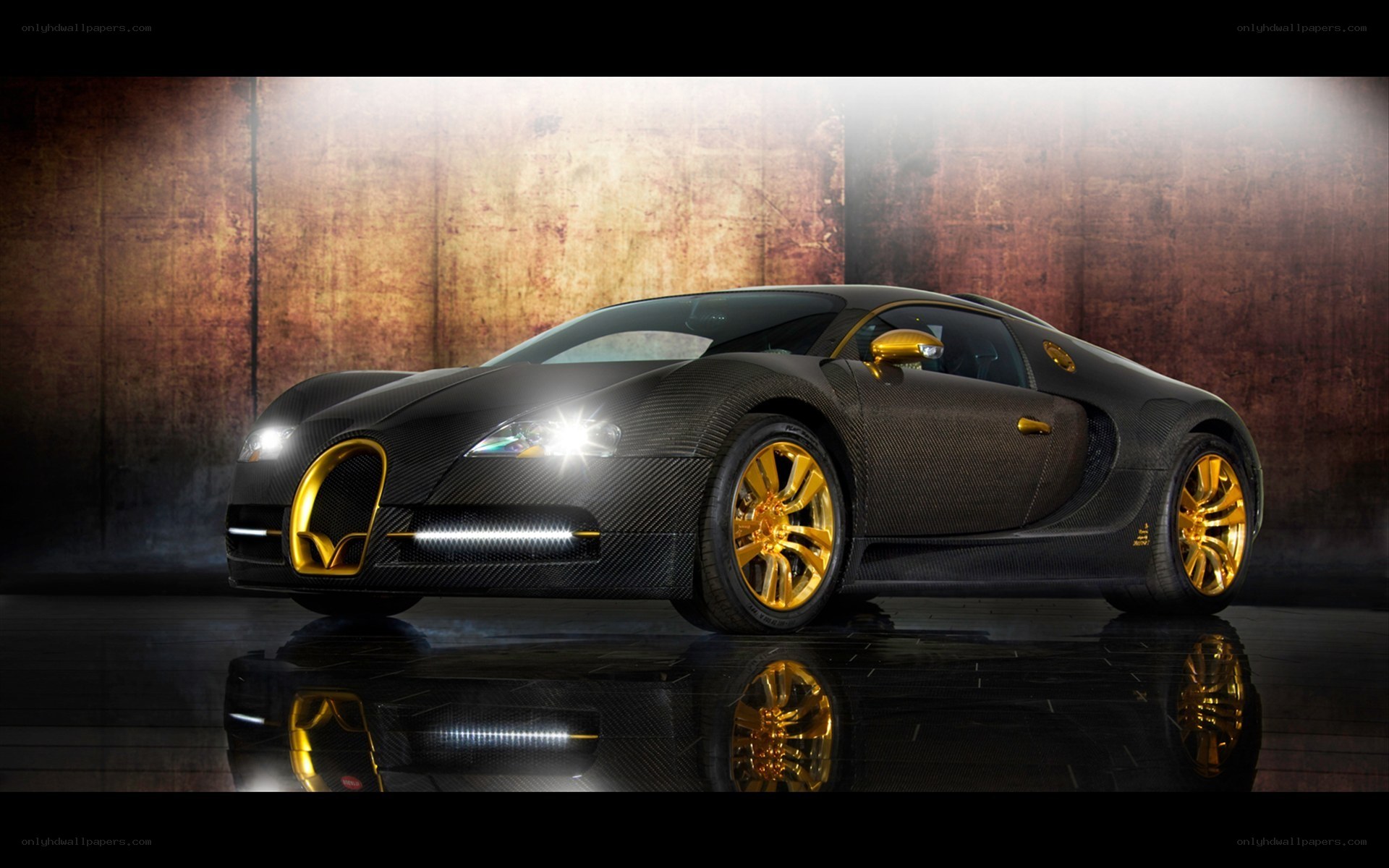 Black and gold Bugatti Veyron
