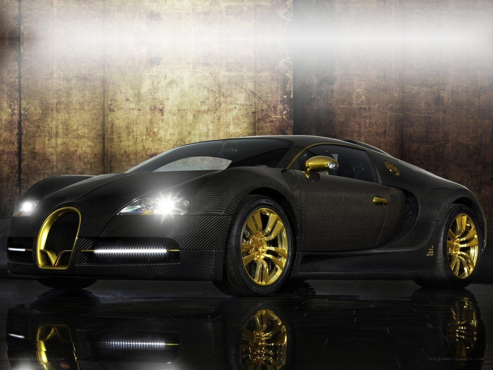 Black and gold Bugatti Veyron