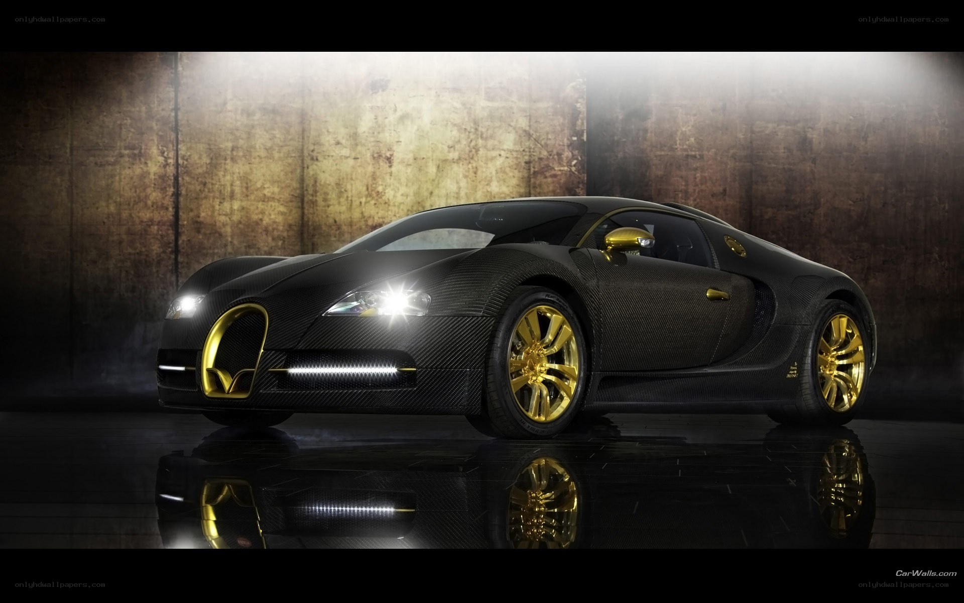Black and gold Bugatti Veyron