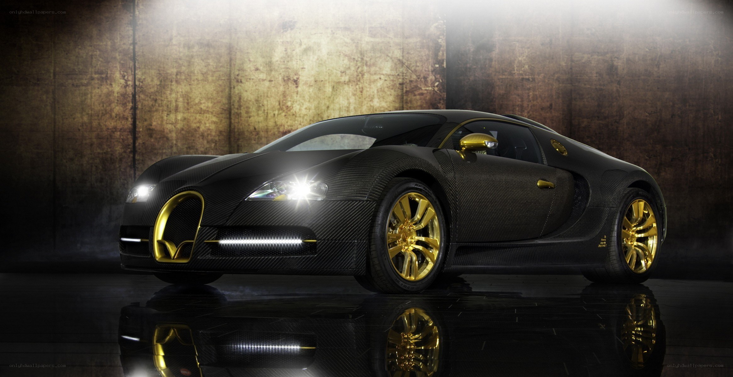 Black and gold Bugatti Veyron