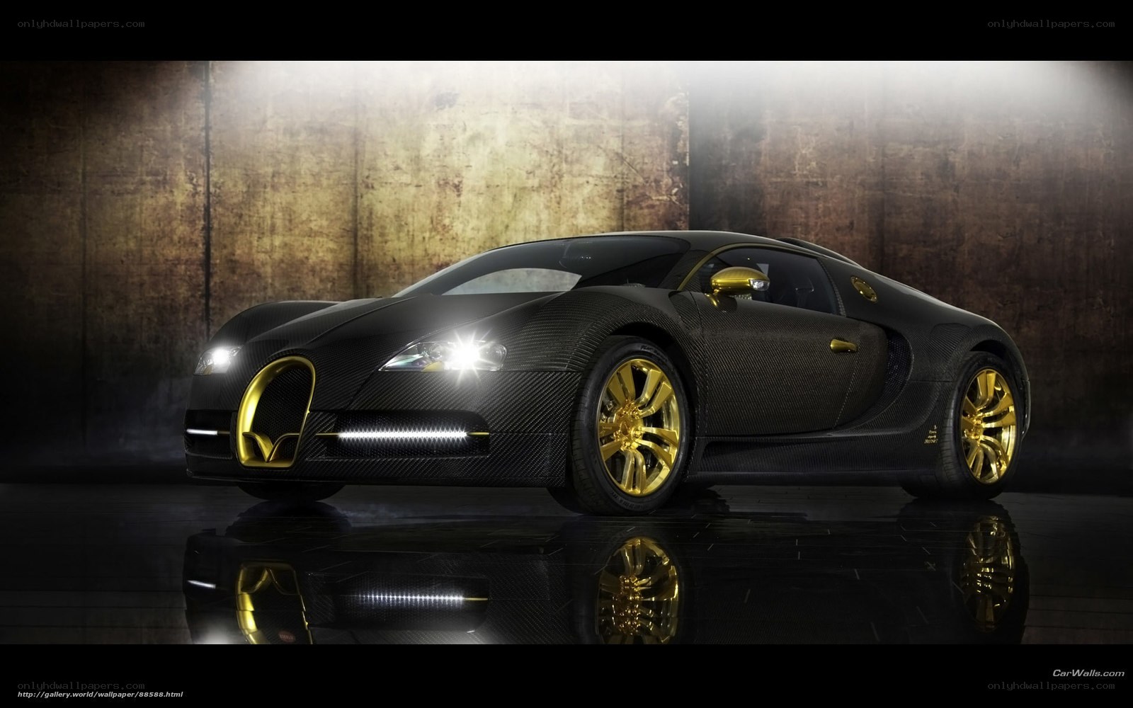 Black and gold Bugatti Veyron
