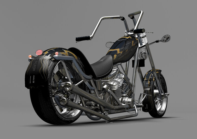 Black and Gold Chopper Motorcycle