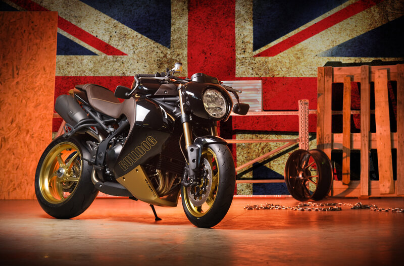 Black and Gold Motorcycle — Dramatic, Photograph