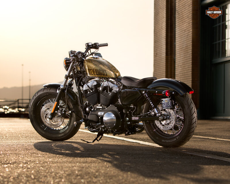 Black and Gold Motorcycle — Dramatic, Sunset