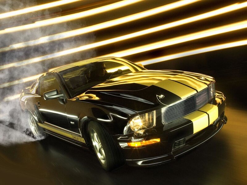 black and gold mustang car