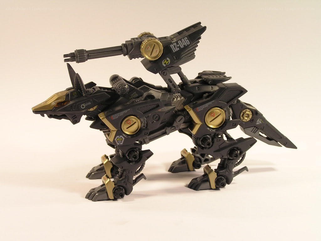 black and gold robot wolf