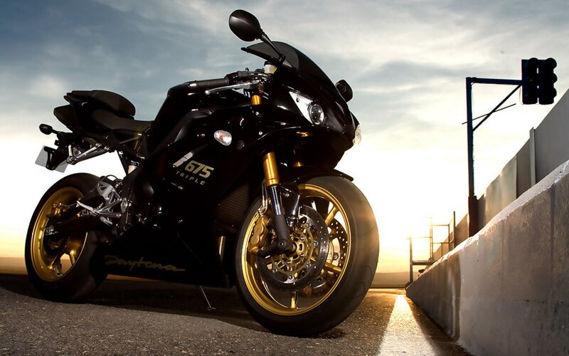 Black and gold sport motorcycle