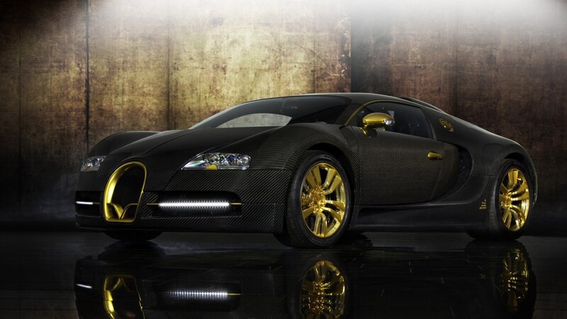 Black and Gold Sports Car — Dramatic, Photograph, Wheels, Wall