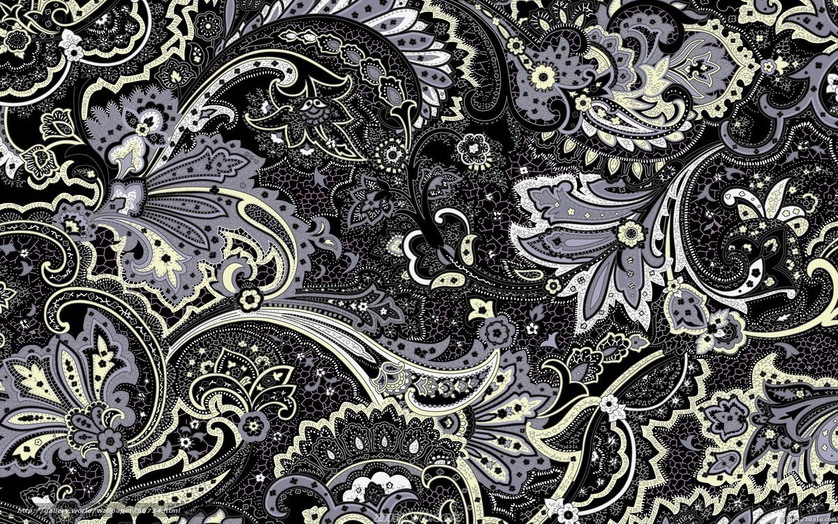 black and gray paisley pattern