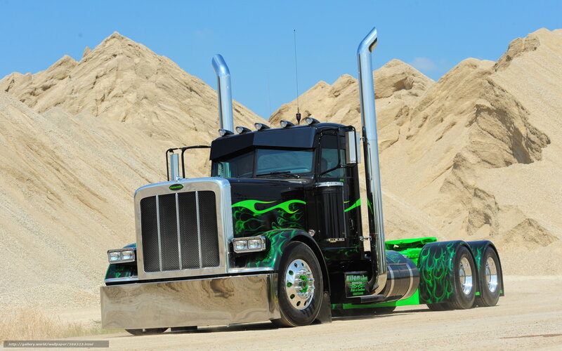 black and green flame truck