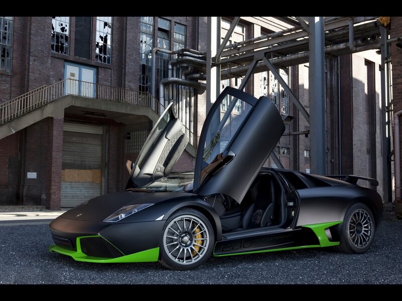 Black and green Lamborghini sports car
