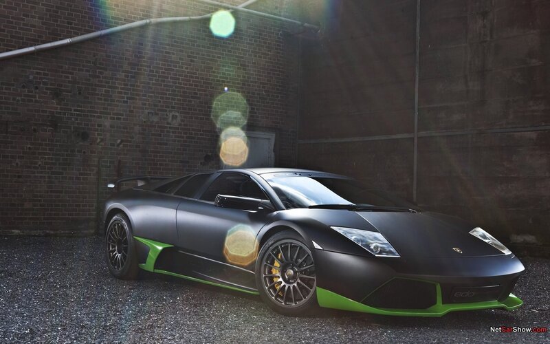 Black and green Lamborghini sports car