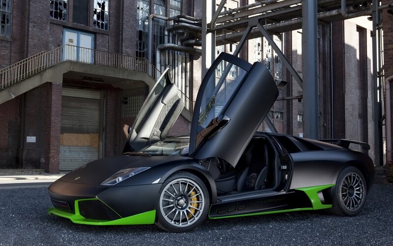 Black and green Lamborghini sports car