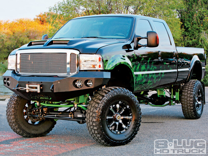 Black and Green Lifted Truck