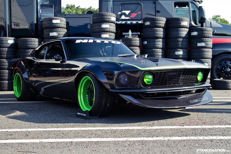 Black and green modified Mustang