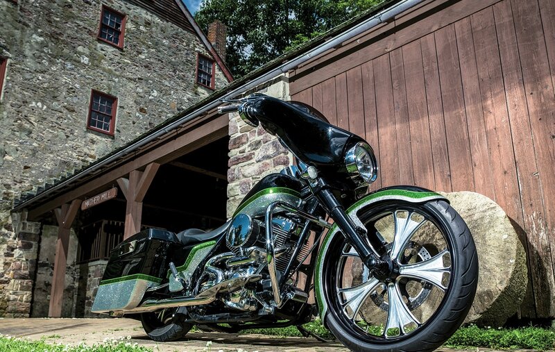 Black and Green Motorcycle — Dramatic