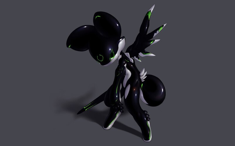 black and green robotic creature