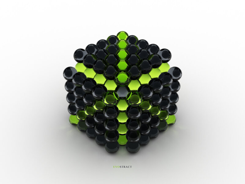 black and green sphere cluster